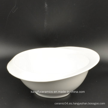 Cuenco de ensalada de cerámica esmaltado color blanco llano europeo